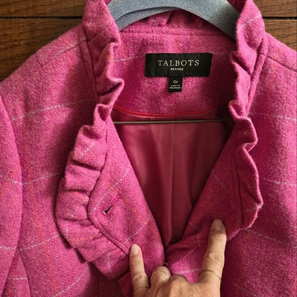 Like new- Talbots Petite pink wool blend pea coat. - Picture 5 of 5